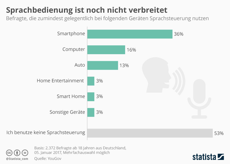 Sprachbedienung ist noch nicht verbreitet