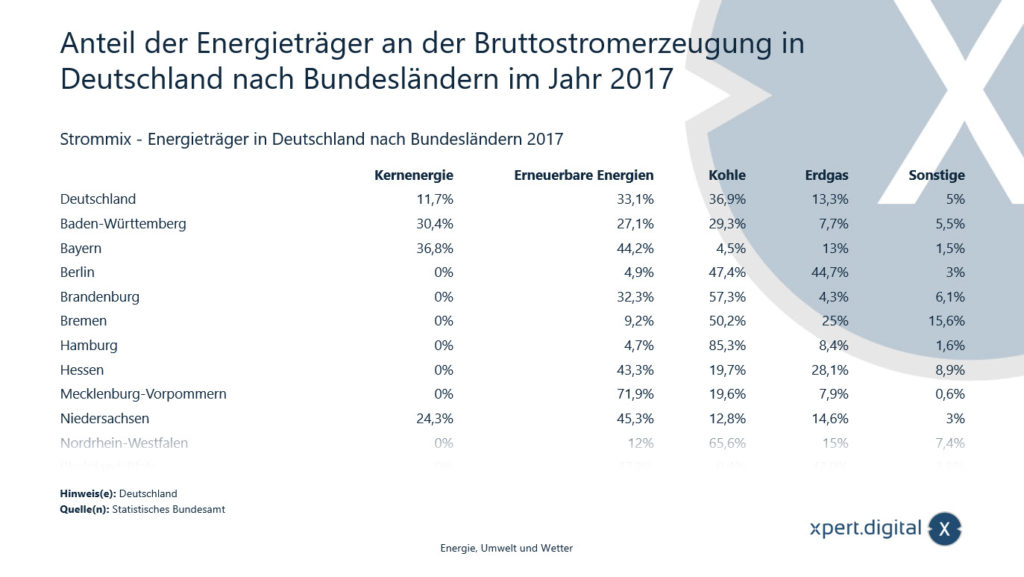 Anteil der Energieträger an der Bruttostromerzeugung in Deutschland - Bild: Xpert.Digital
