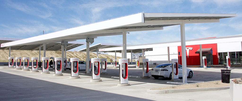 Tesla solar filling station - Image: Sheila Fitzgerald|Shutterstock.com