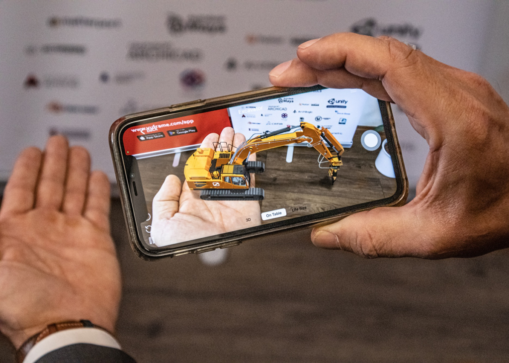 An excavator in augmented reality - Image: Vuframe