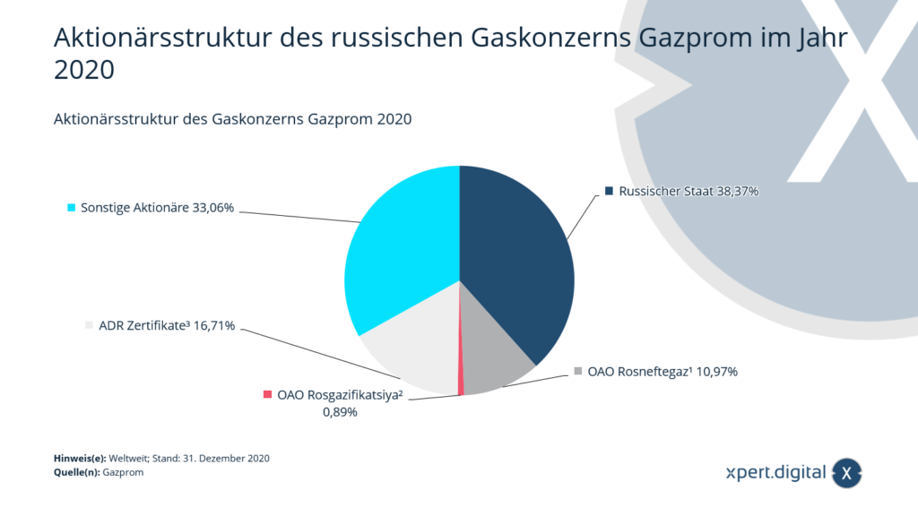 Struktura akcionářů plynárenské společnosti Gazprom