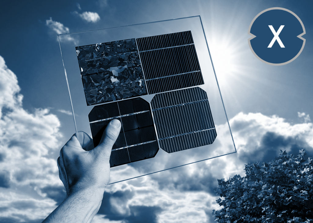 Para módulos solares: muestras de diversas células solares de tipo policristalino y monocristalino.