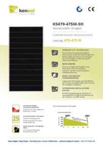Module Kensol KS470M-SH, module solaire 470 watts, bardeau monocristallin