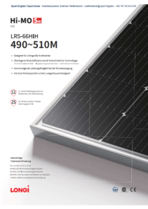 Longi solare | Hi-MO 5m (G2) | LR5-66HIH | 490~510 milioni | 490, 495, 500, 505 e 510 watt 