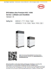 Guía de servicio y lista de verificación de BYD Battery-Box Premium HVS / HVM