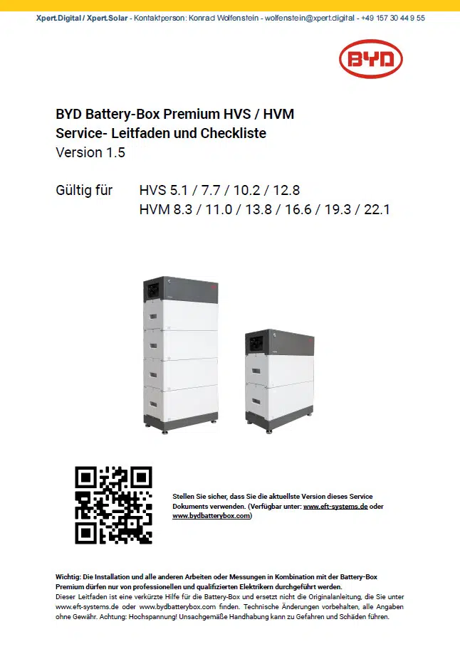 Stromspeicher: BYD Battery-Box Premium HVS / HVM Service- Leitfaden und Checkliste