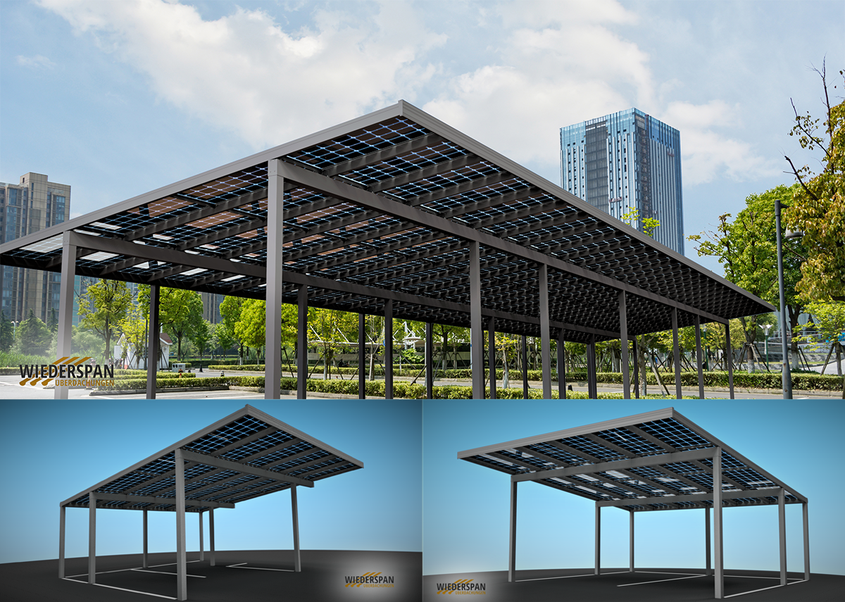 Auvent solaire : place de parking couverte par l&#39;énergie solaire