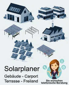 Online solar planner / configurator – roof solar – solar carport – solar terrace