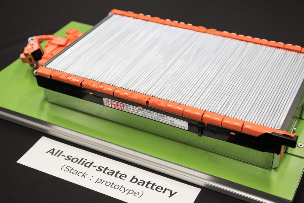 Solid state battery. This technology enables even greater range than Toyota&#39;s next-generation batteries and recharging in less than 10 minutes 