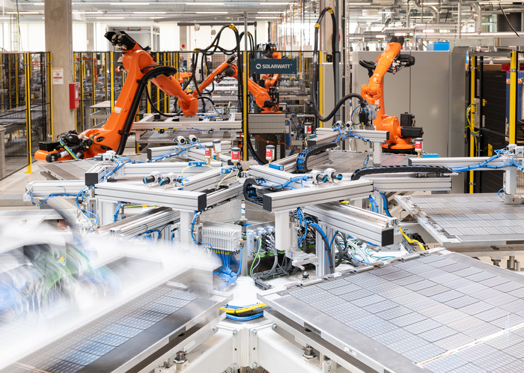 Production de modules Solarwatt F8 à Dresde
