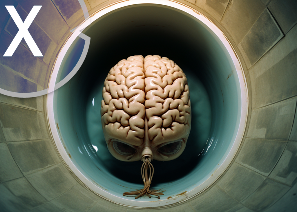 Máquina de renderizado 3D AI y XR: Filosofía del metaverso: experimento mental del cerebro en un tanque