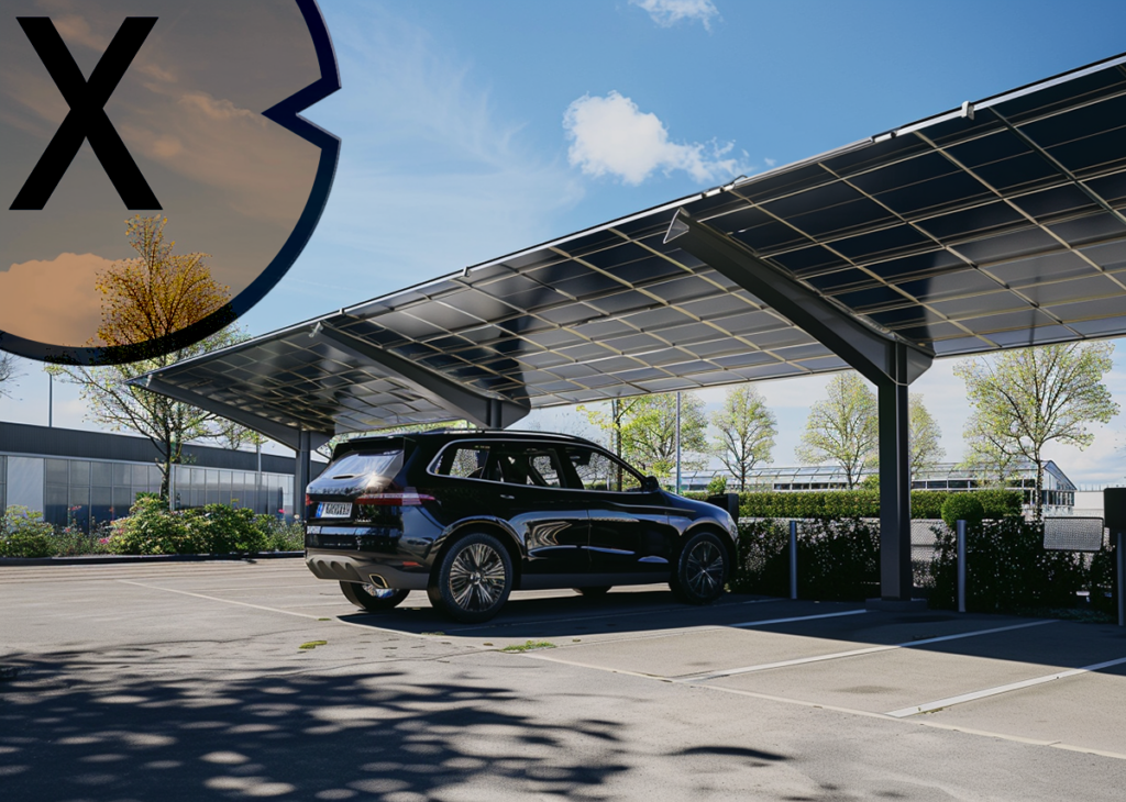 Zadaszenie solarne parkingu elektrowni - solarne miejsca postojowe i wiaty fotowoltaiczne