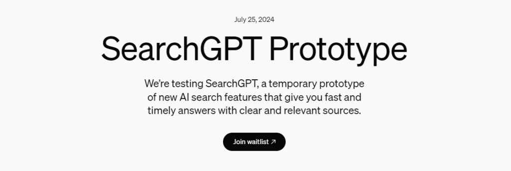 SearchGPT プロトタイプ - 画像: OpenAI のスクリーンショット / https://chatgpt.com/search