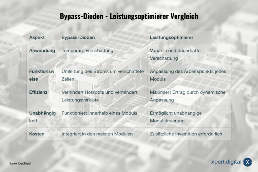 Realistyczne spojrzenie na wydajność i technologię / porównanie: diody obejściowe i optymalizatory mocy